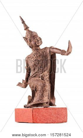 Bodkhisattva - the figure made of bronze in classical Thai style isolated on white background.