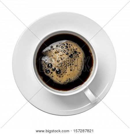 Coffee cup on a saucer isolated on a white background, studio shot