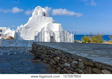 Greece Mykonos Chora the Panagia Paraportiani orthodox church in the Kastro area