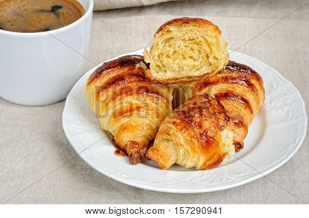 Fresh Homemade Unfilled Croissants For Breakfast