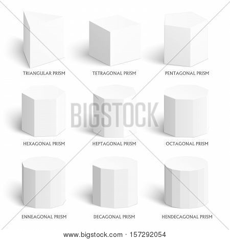 3d prisms template. Realistic with shadow. Perfect for school, study, designers