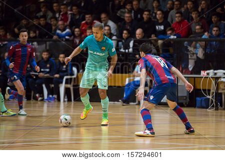 VALENCIA, SPAIN - NOVEMBER 8th: Ferrao with ball during Spanish King Cup match between Levante UD FS and FC Barcelona at Cabanyal Stadium on November 8, 2016 in Valencia, Spain
