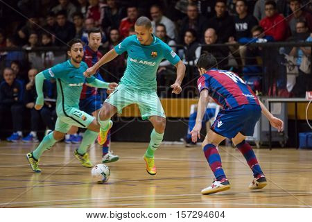 VALENCIA, SPAIN - NOVEMBER 8th: Ferrao with ball during Spanish King Cup match between Levante UD FS and FC Barcelona at Cabanyal Stadium on November 8, 2016 in Valencia, Spain