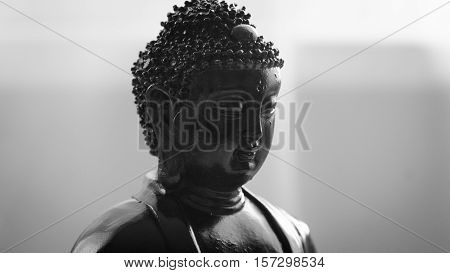 Decorative Buddha Statue, Buddha In The Background Of Incense, Shakyamuni Attained Enlightenment. Th