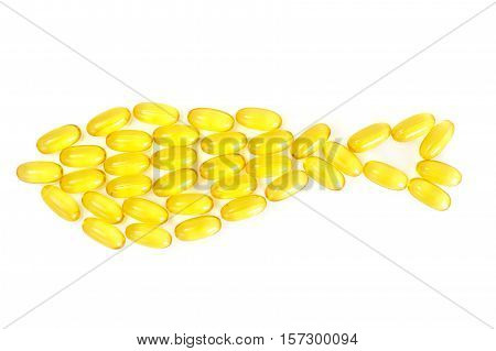 Omega3 Extra capsules from Fish Oil on white background. Studio Photo