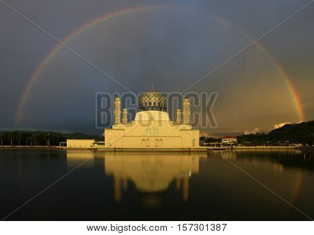 Rainbow at KK City Mosque, North Borneo