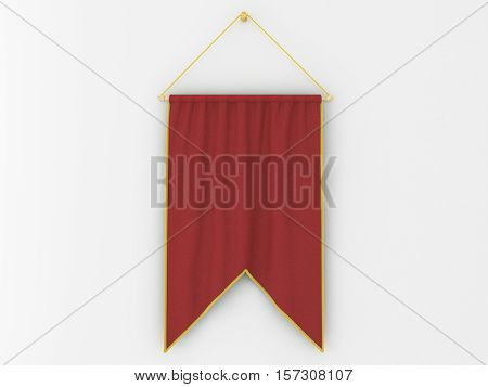 Pennant Hanging On A Wall. Include Clipping Path.