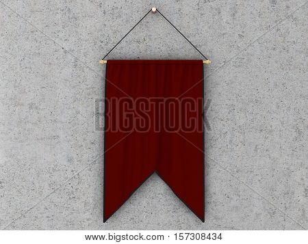 Pennant Hanging On A Wall. Include Clipping Path.
