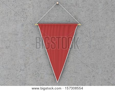 Pennant Hanging On A Wall. Include Clipping Path.