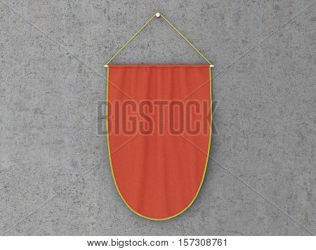 Pennant Hanging On A Wall. Include Clipping Path.