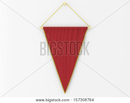 Pennant Hanging On A Wall. Include Clipping Path.