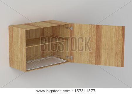 Kitchen Wall Cabinet Isolated On White Background. Include Clipping Path.