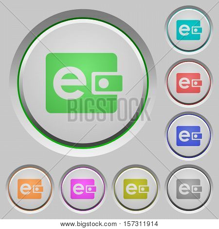 Electronic wallet color icons on sunk push buttons