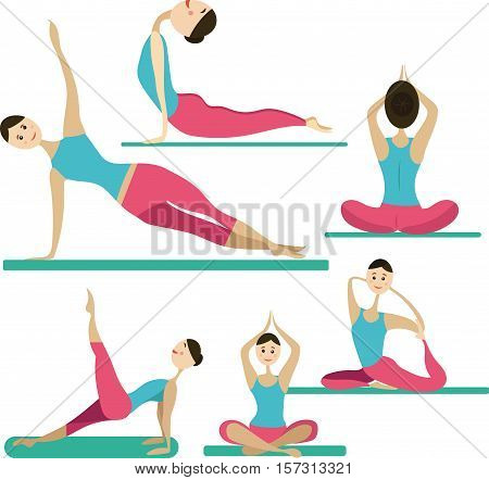 Great designed set of yoga character that can be used in various templates