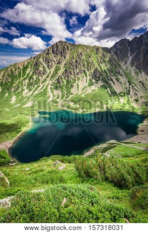 Beautiful Sunrise At Czarny Staw Gasienicowy In Summer, Tatras