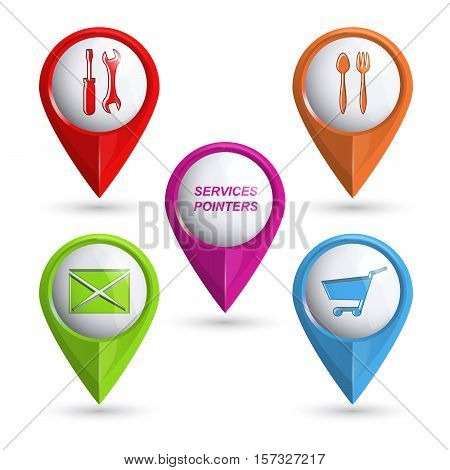 Set of modern vector 3D pointers for various services