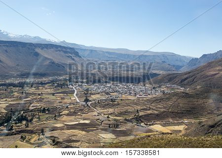 Panoramic view of the city of Chivay, Colca Canyon, Peru