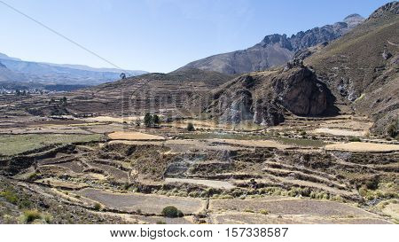 Panoramic view of the city of Chivay, Colca Canyon, Peru
