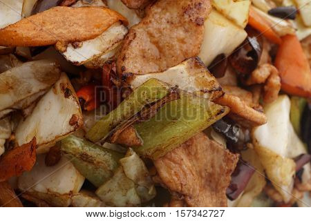 Chinese Food. Hot Pork With Vegetables