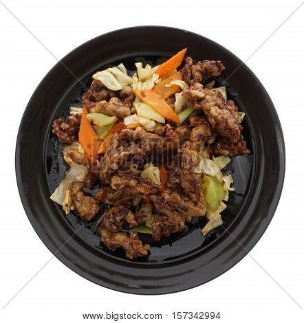 Chinese Food. Hot Dry Veal With Vegetables