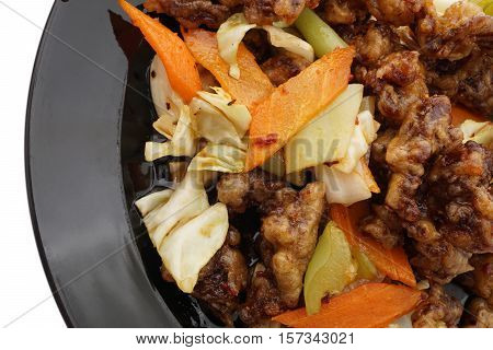 Chinese Food. Hot Dry Veal With Vegetables