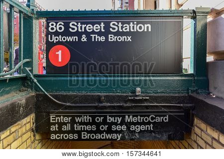 86 Street Station Subway - Nyc
