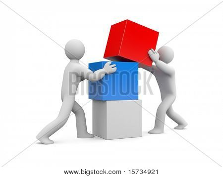 People build wall. Image contain clipping path