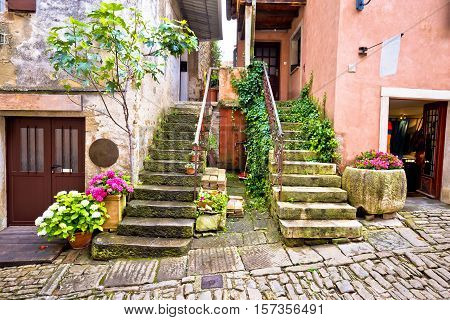 Old village of Groznjan street view Istria Croatia