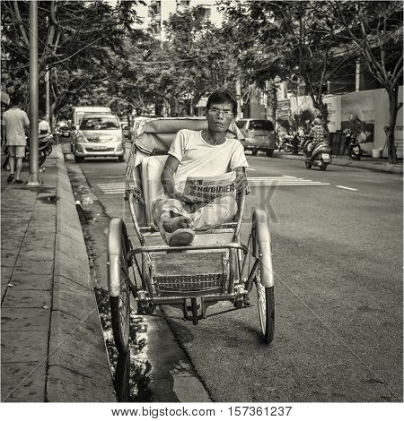 Vietnamese rickshaw. Nha-Trang, Vietnam,  May of 2016