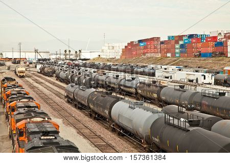 Industrial Train Yard In Wilmington, Ca