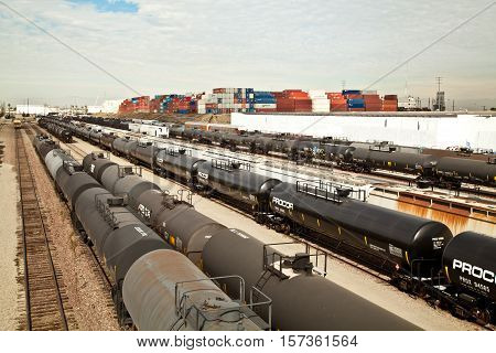 Industrial Train Yard In Wilmington, Ca