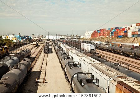 Industrial Train Yard In Wilmington, Ca