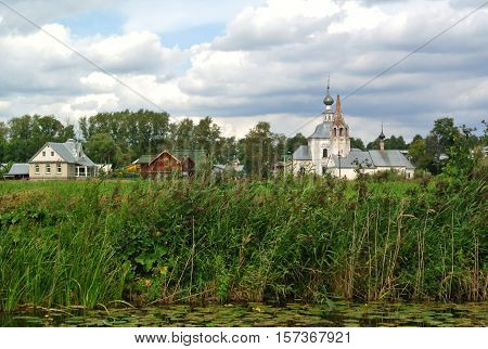 Church of Elijah Prophet Ivanova grief in Suzdal, in bend of Kamenka river, opposite Suzdal Kremlin. Orthodox architecture