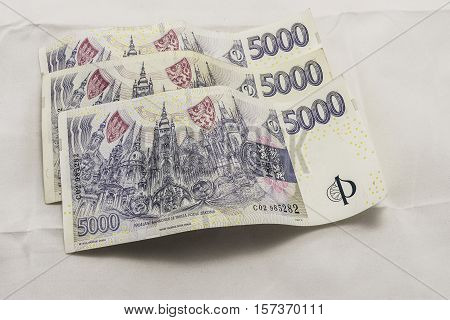 Various Czech money on the white background