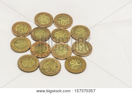 Various Czech money on the white background