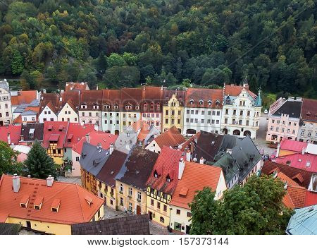 Medieval town of Loket. View from Loket Castle BohemiaCzech Republic