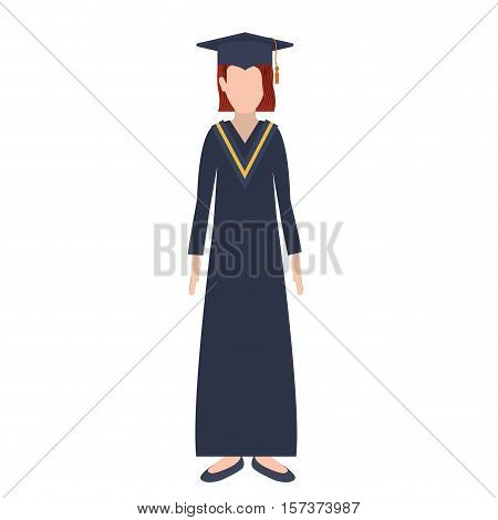 silhouette woman with graduation outfit and redhair vector illustration