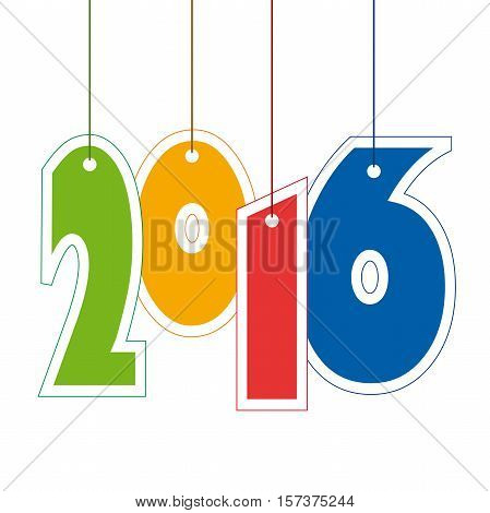 Creative text 2016 of cardboard hanging logo