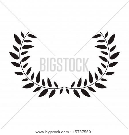 black silhouette half crown with leaves vector illustration