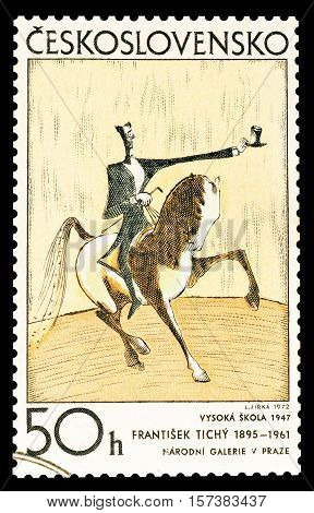 CZECHOSLOVAKIA - CIRCA 1972 : Cancelled postage stamp printed by Czechoslovakia, that shows Painting by Frantisek Tichy.