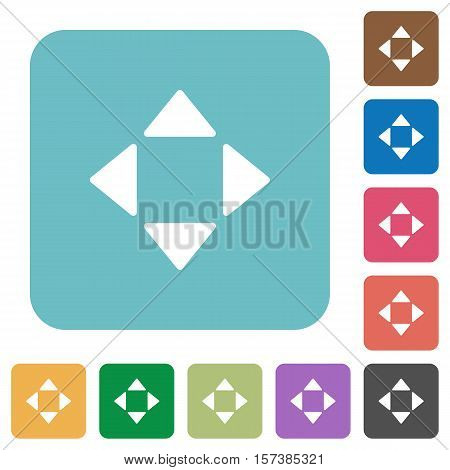 Control arrows white flat icons on color rounded square backgrounds