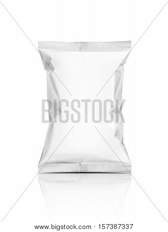 blank packaging snack pouch isolated on white background with clipping path ready for package design