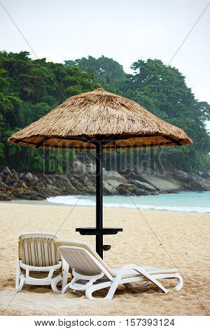 Tropical Rain At Sandy Coastine