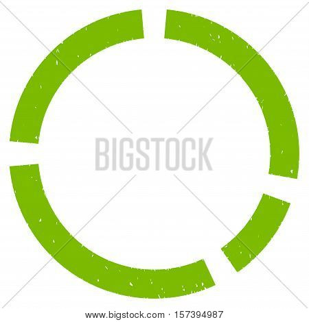 Circular Diagram grainy textured icon for overlay watermark stamps. Flat symbol with unclean texture. Dotted vector eco green ink rubber seal stamp with grunge design on a white background.