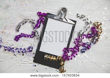 New Years Eve Background with white card