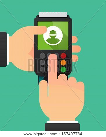Hands With A Dataphone With A Thief