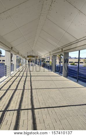 SEVILLE, SPAIN - NOVEMBER 16, 2016: Upper way of the parking of the airport os Seville Spain. It was designed by architect Moneo.