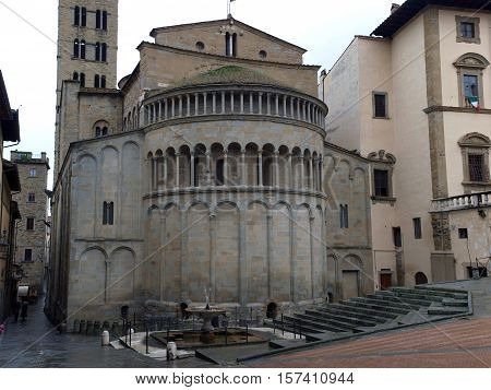 Arezzo - Romanesque Apse of Santa Maria della Pieve in Piazza Grande Tuscany Italy