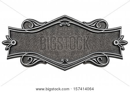 Vintage cast metal plate isolated on white background