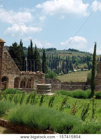 Sant Antimo Abbey near Montalcino in Tuscany Italy